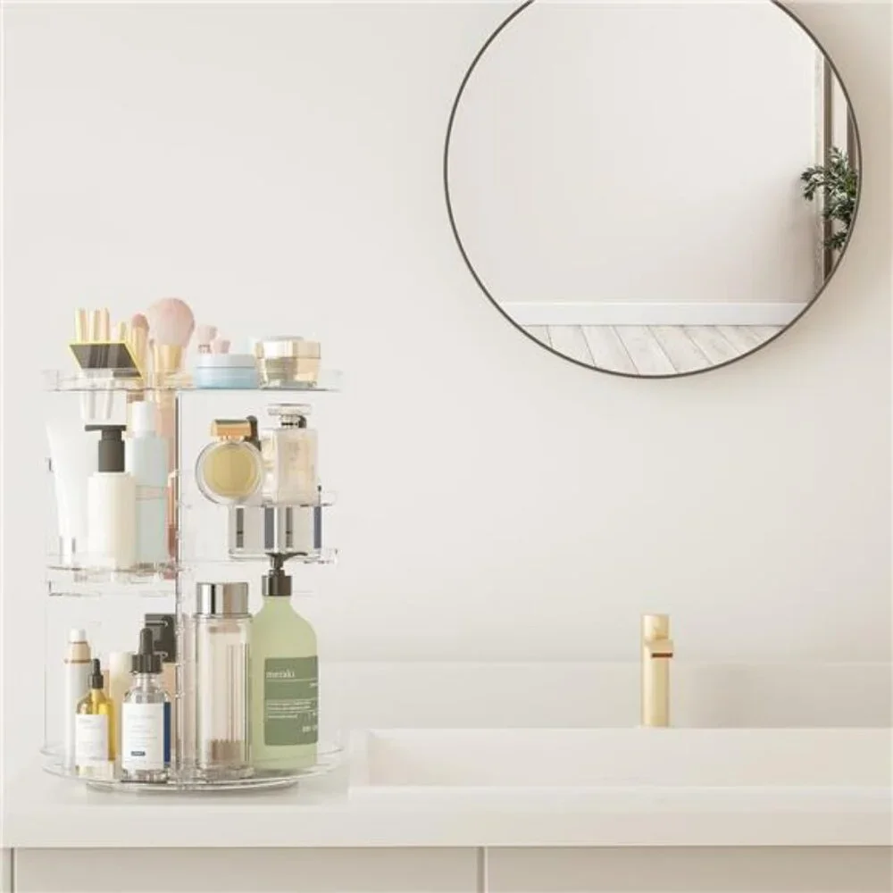 Rotating Makeup Organizer, DIY 8 Adjustable Layers Spinning Skincare Organizer